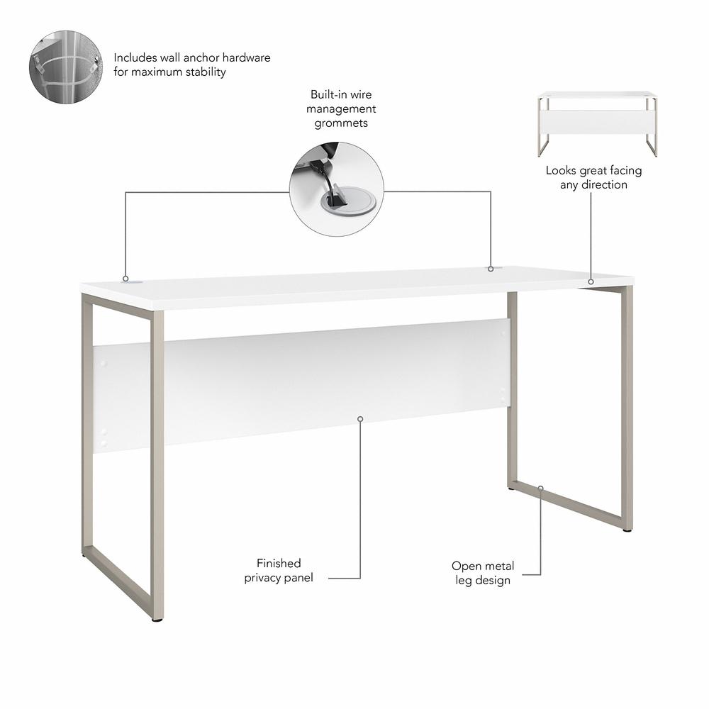 Bush Business Furniture Hybrid 60W x 24D Computer Table Desk with Metal Legs - White/White. Picture 5