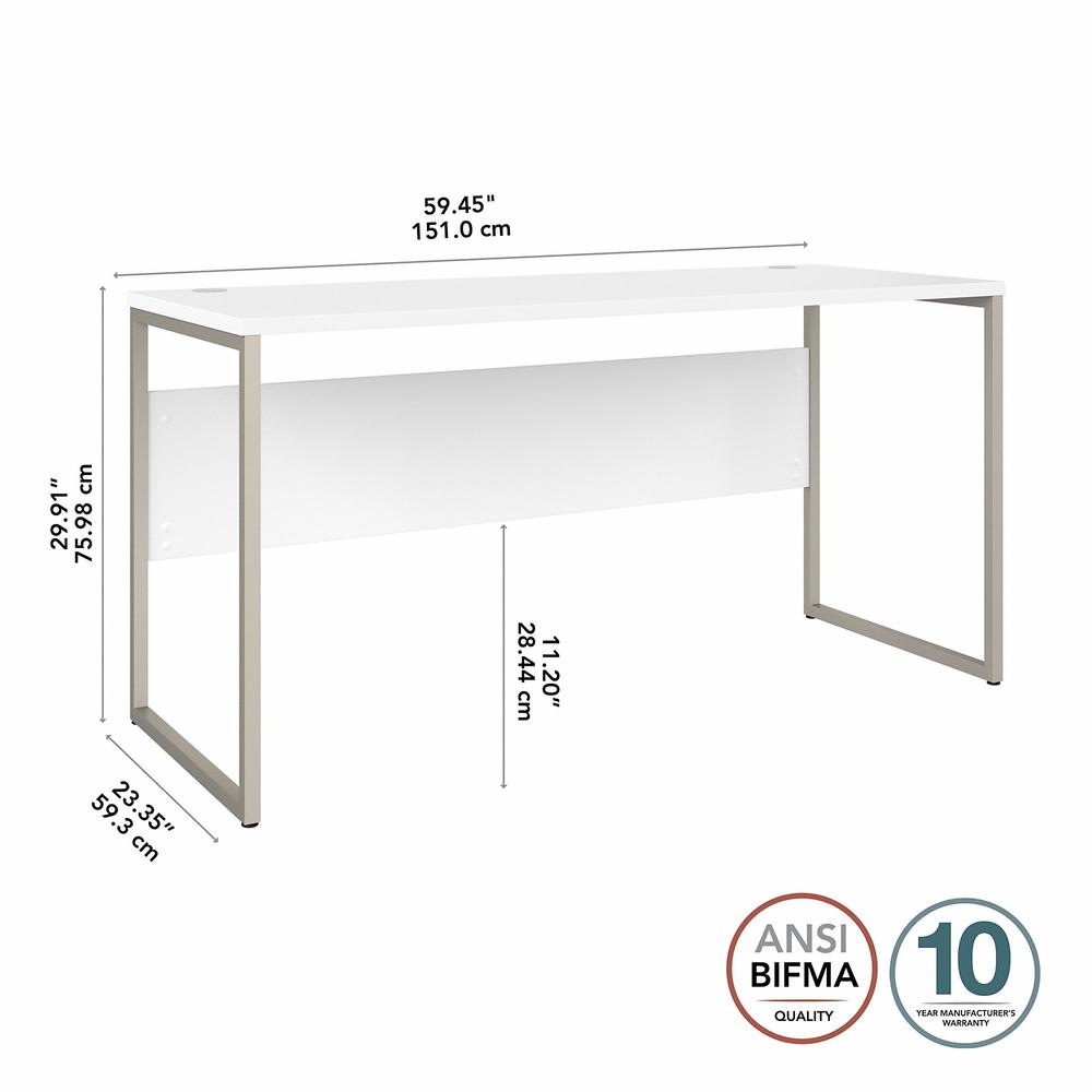 Bush Business Furniture Hybrid 60W x 24D Computer Table Desk with Metal Legs - White/White. Picture 6