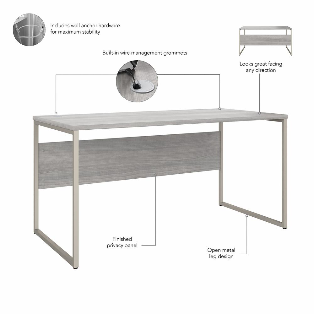Bush Business Furniture Hybrid 60W x 30D Computer Table Desk with Metal Legs - Platinum Gray/Platinum Gray. Picture 3