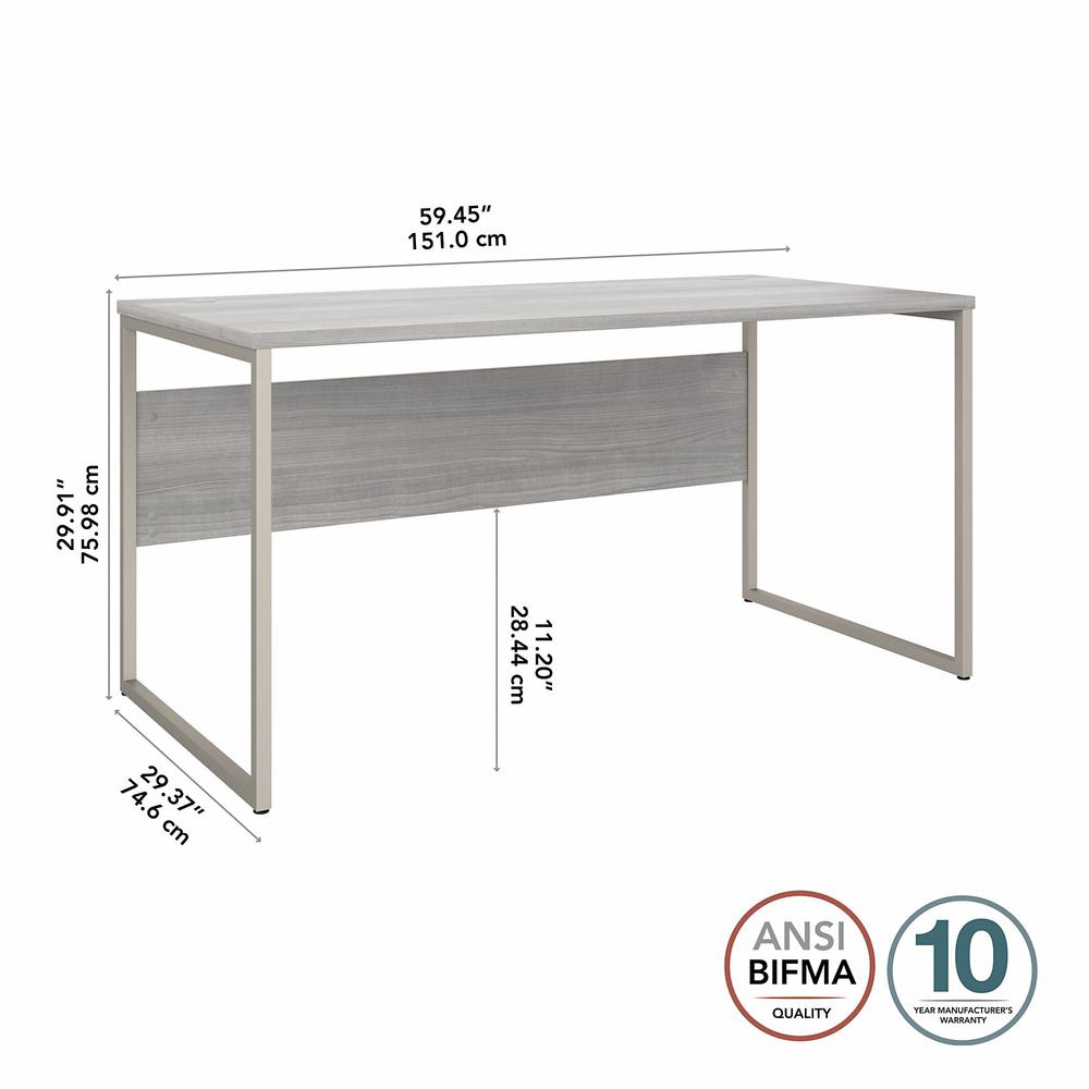 Bush Business Furniture Hybrid 60W x 30D Computer Table Desk with Metal Legs - Platinum Gray/Platinum Gray. Picture 6