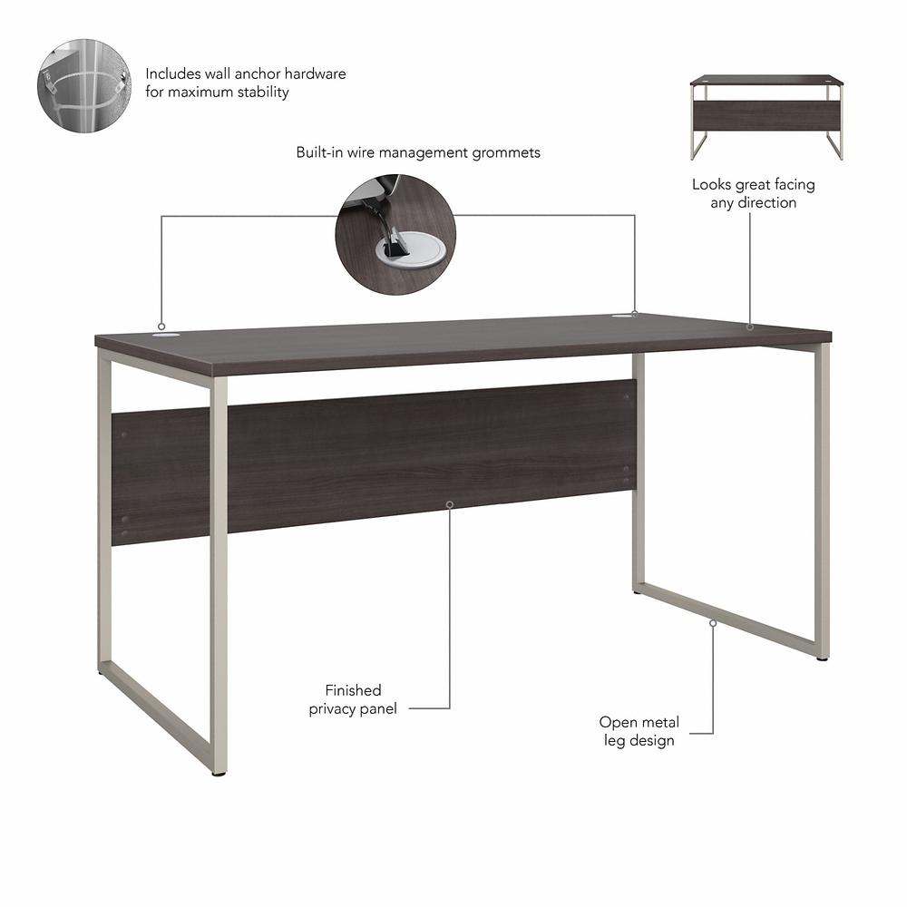 Bush Business Furniture Hybrid 60W x 30D Computer Table Desk with Metal Legs - Storm Gray/Storm Gray. Picture 4