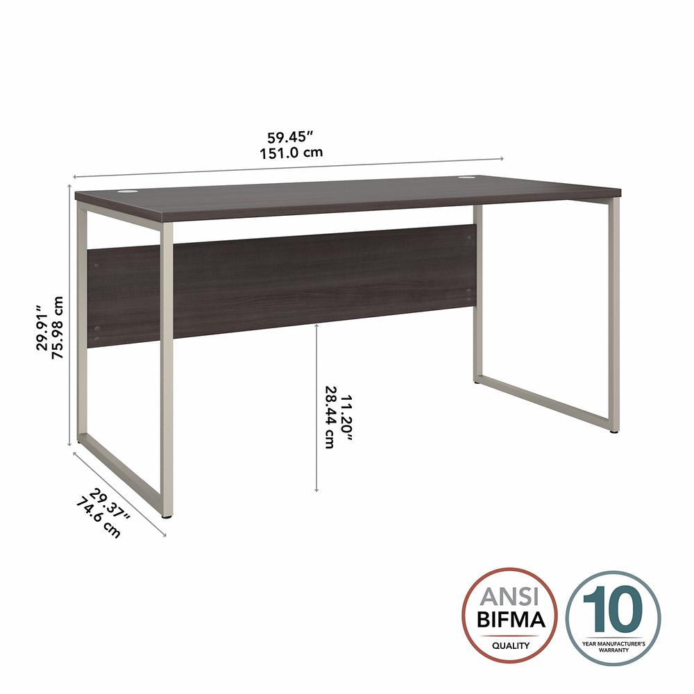 Bush Business Furniture Hybrid 60W x 30D Computer Table Desk with Metal Legs - Storm Gray/Storm Gray. Picture 6
