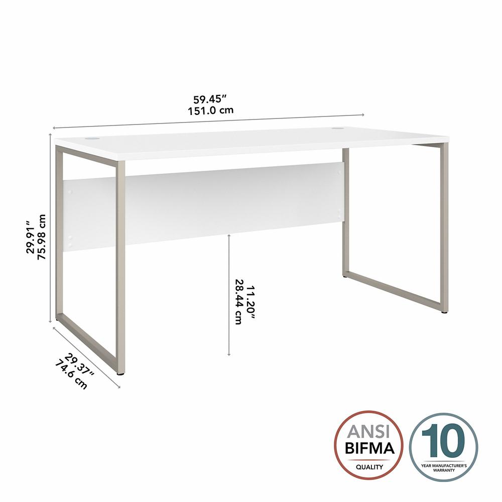 Bush Business Furniture Hybrid 60W x 30D Computer Table Desk with Metal Legs - White/White. Picture 4