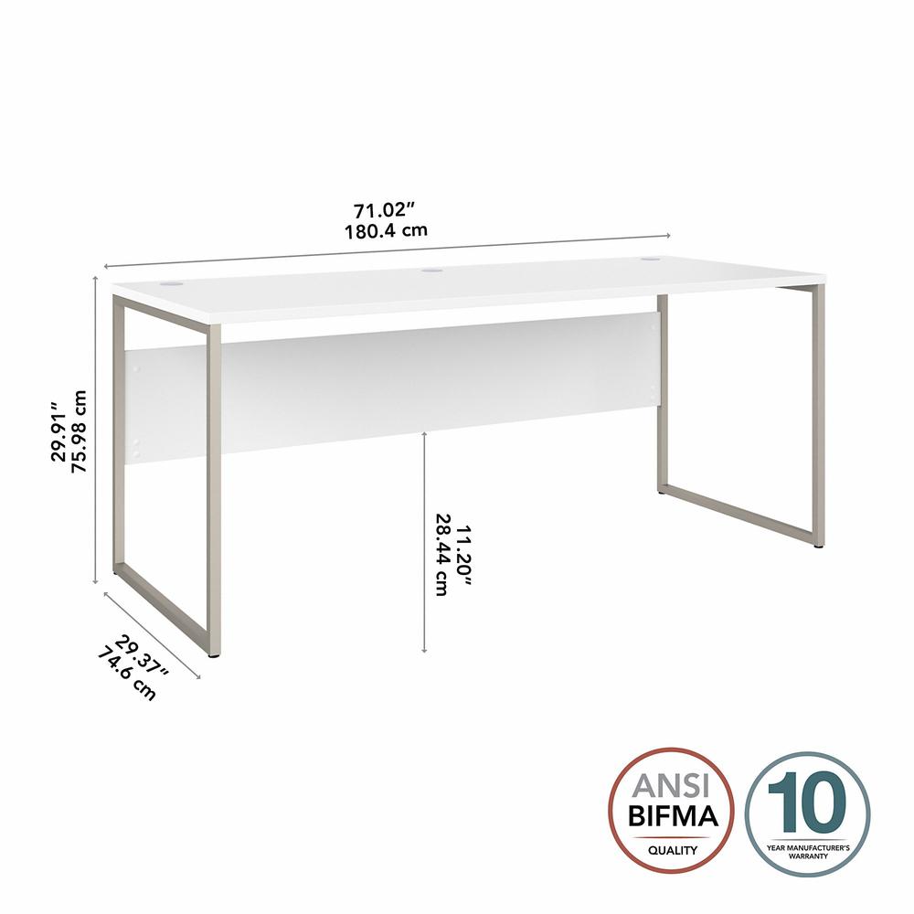 Bush Business Furniture Hybrid 72W x 30D Computer Table Desk with Metal Legs - White/White. Picture 6