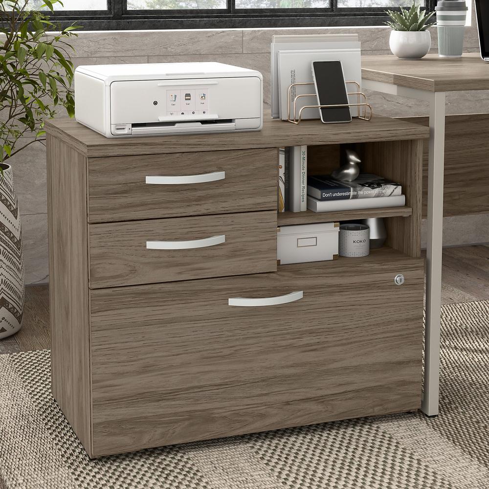 Bush Business Furniture Hybrid Office Storage Cabinet with Drawers and Shelves. Picture 4