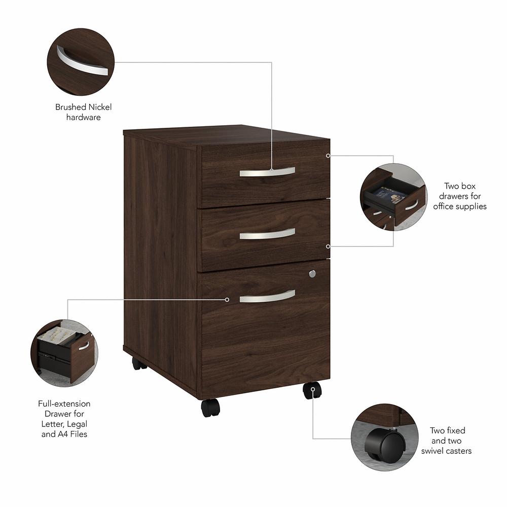 Bush Business Furniture Hybrid 3 Drawer Mobile File Cabinet - Assembled. Picture 3