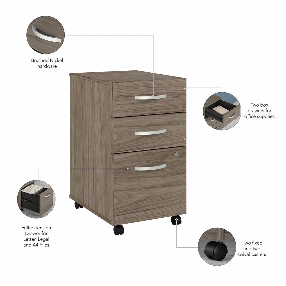 Bush Business Furniture Hybrid 3 Drawer Mobile File Cabinet - Assembled. Picture 6