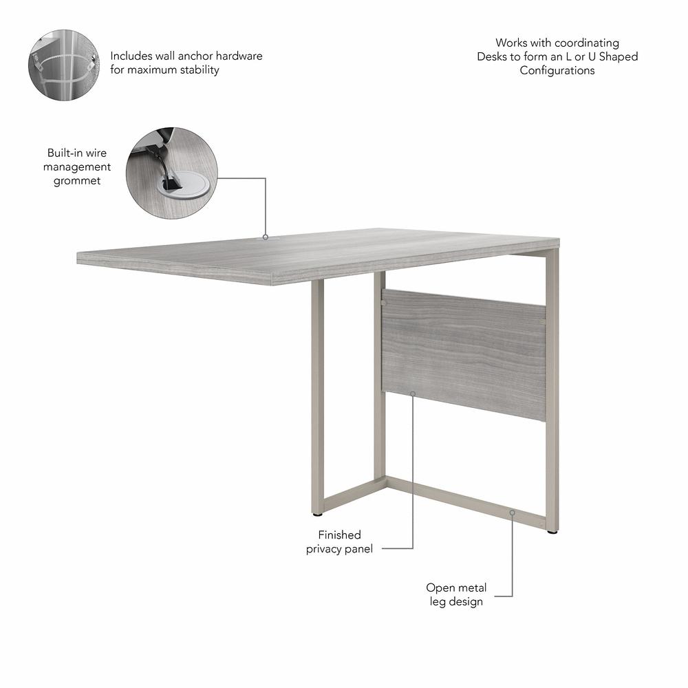 Bush Business Furniture Hybrid 42W x 24D Desk Return/Bridge - Platinum Gray/Platinum Gray. Picture 2