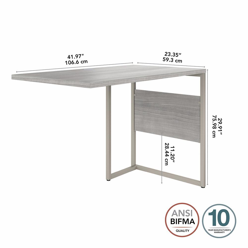 Bush Business Furniture Hybrid 42W x 24D Desk Return/Bridge - Platinum Gray/Platinum Gray. Picture 3