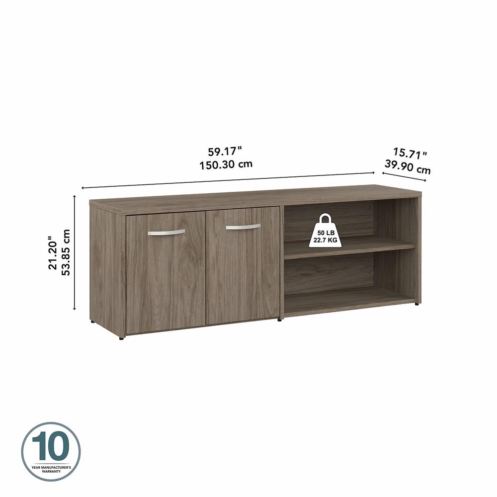 Bush Business Furniture Hybrid Office Storage Cabinet with Drawers and Shelves Black Walnut