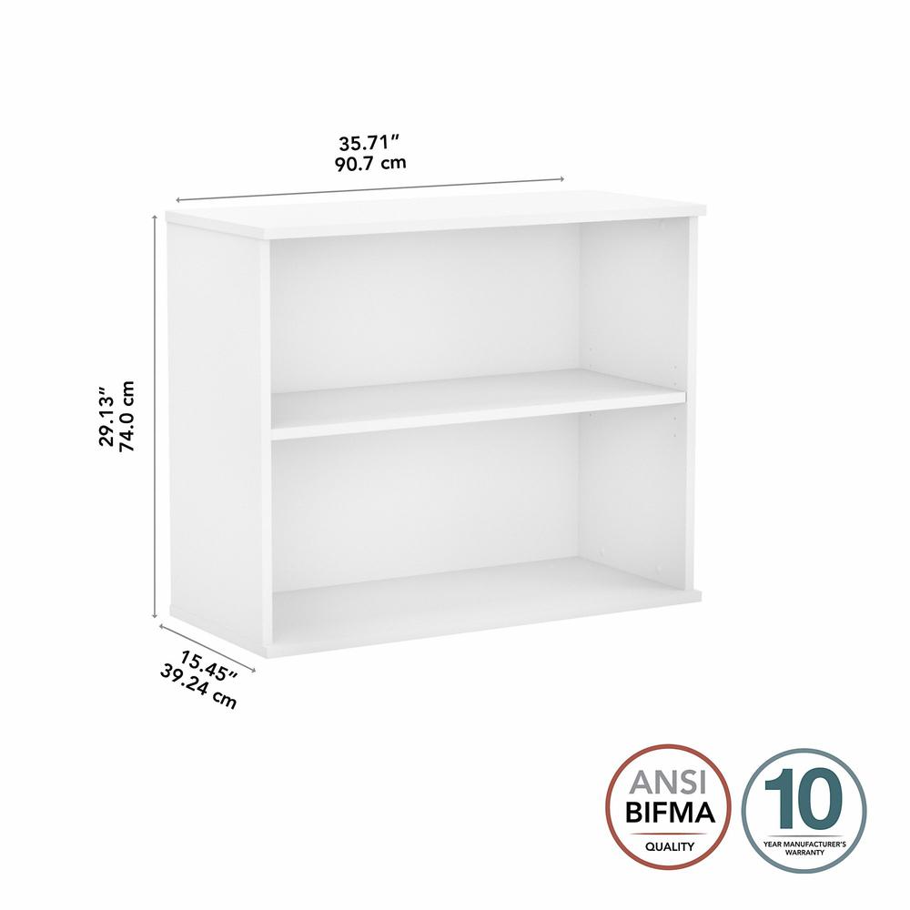 Bush Business Furniture Hybrid Small 2 Shelf Bookcase - White. Picture 5