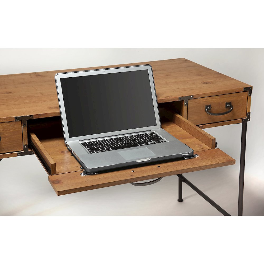 kathy ireland® Home by Bush Furniture Ironworks 48W Writing Desk, 2 Drawer Mobile File, and Lateral File, Vintage Golden Pine. Picture 3