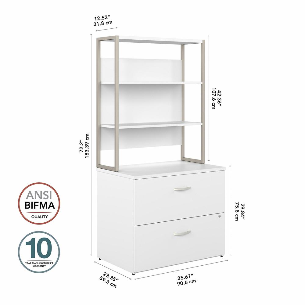 Bush Business Furniture Hybrid 2 Drawer Lateral File Cabinet with Shelves - White/White. Picture 5