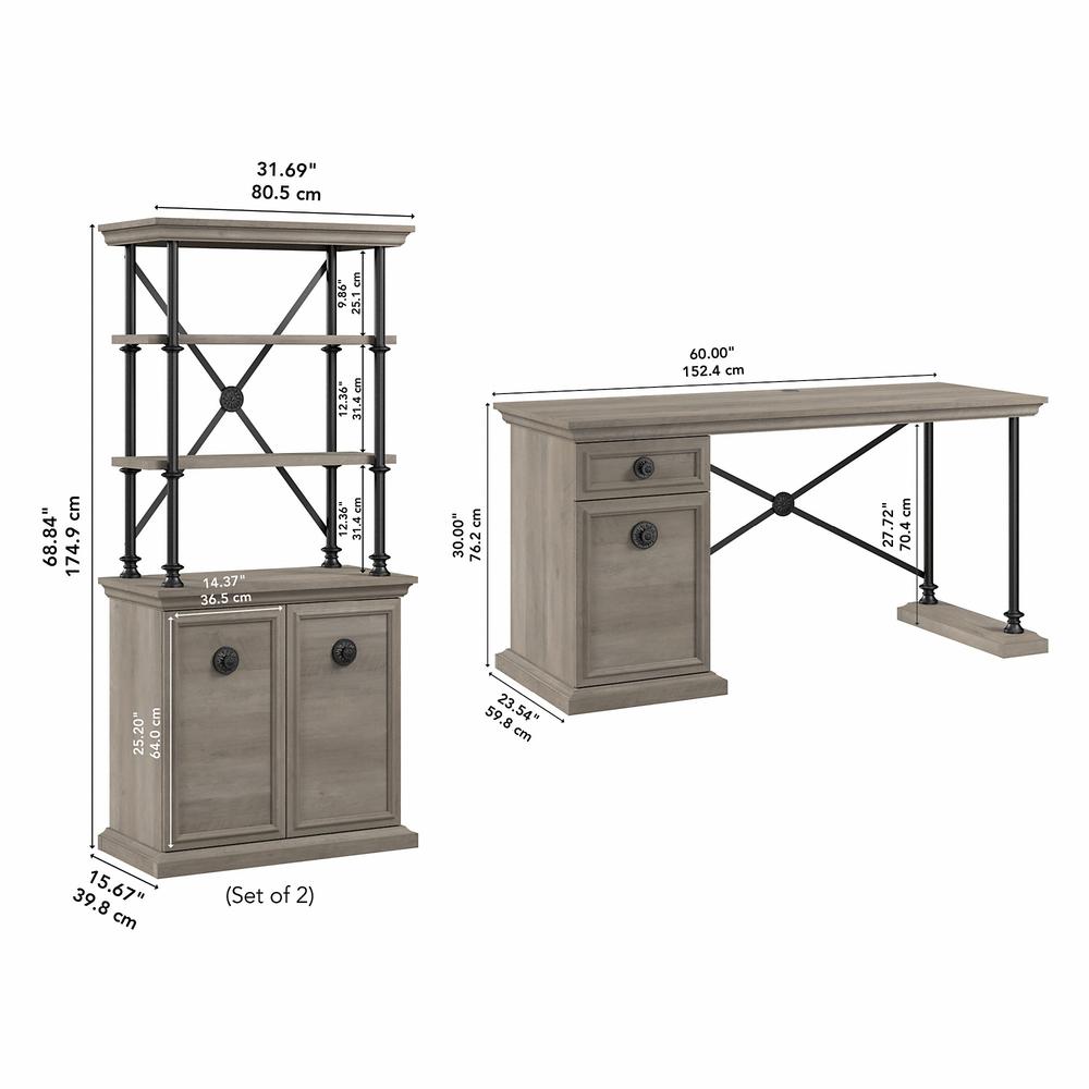 Bush Furniture Coliseum 60W Designer Desk with Set of Two Bookcases with Doors. Picture 5