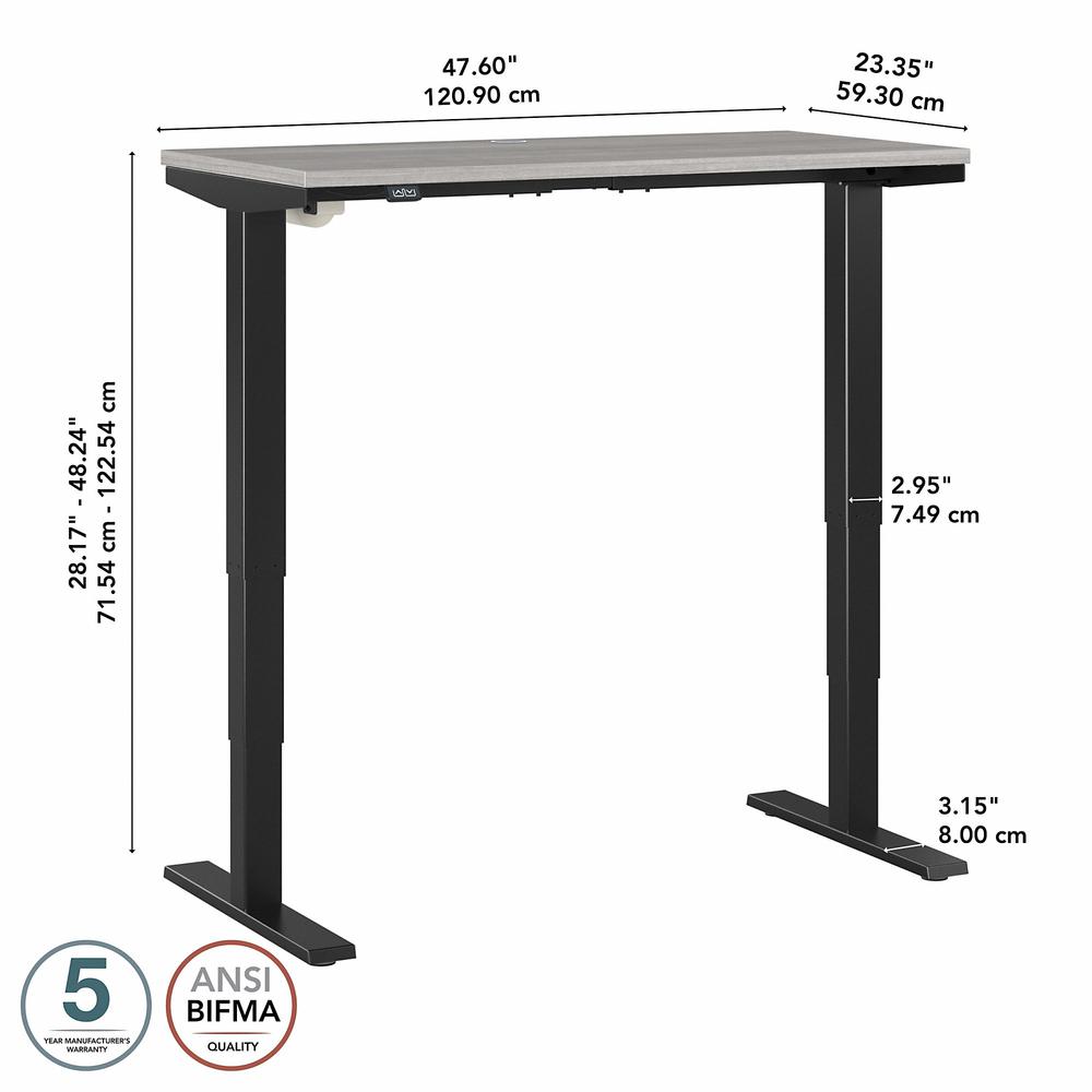 Move 40 Series by Bush Business Furniture 48W x 24D Electric Height Adjustable Standing Desk Platinum Gray/Black Powder Coat. Picture 6