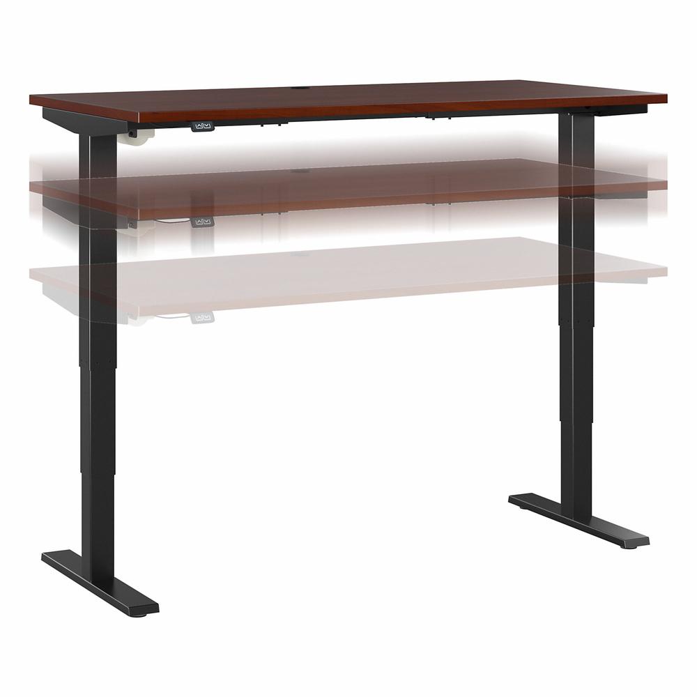 Move 40 Series by Bush Business Furniture 60W x 30D Electric Height Adjustable Standing Desk Hansen Cherry/Black Powder Coat. Picture 1