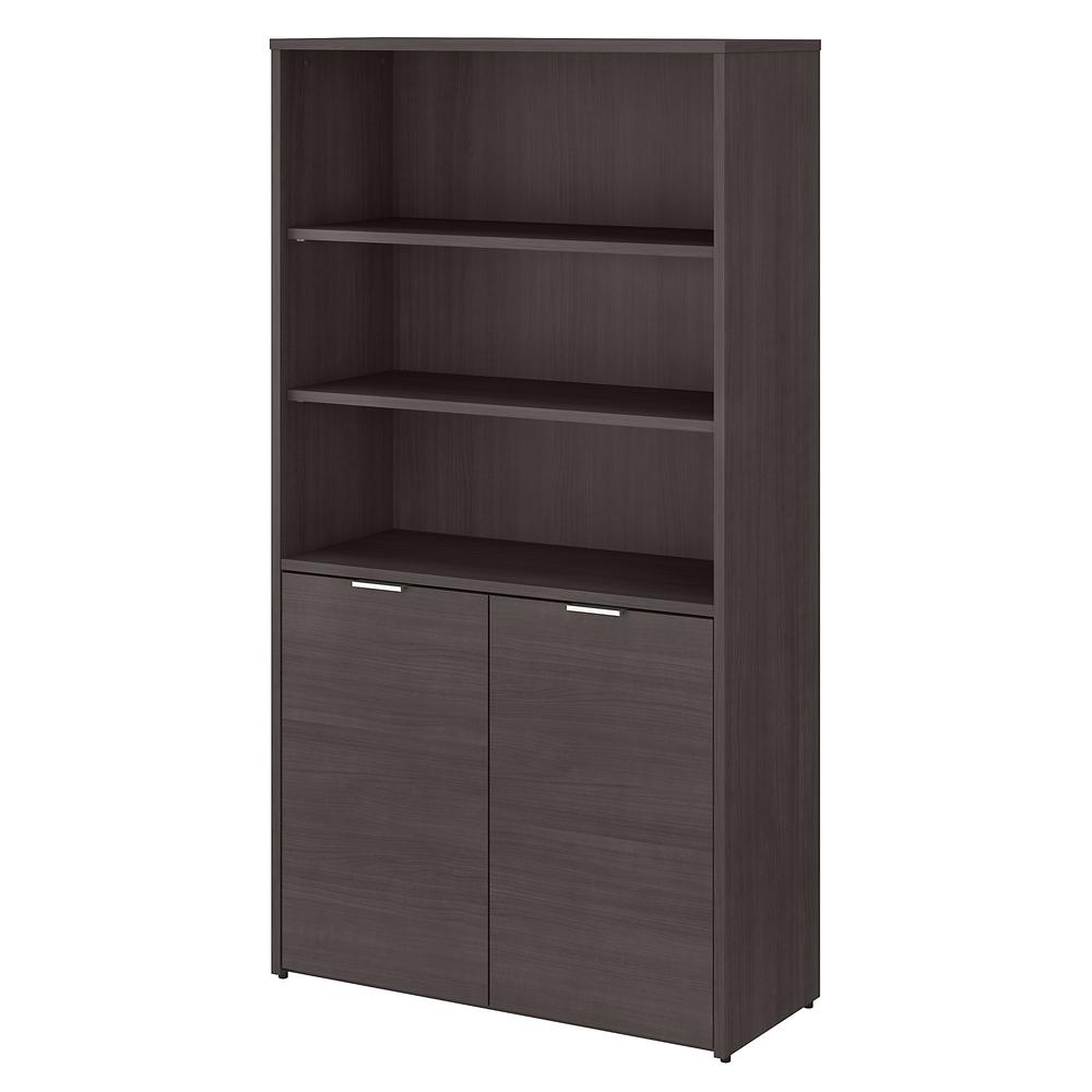 Bush Business Furniture Jamestown 5 Shelf Bookcase with Doors, Storm Gray. Picture 1
