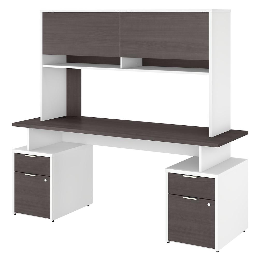 Bush Business Furniture Jamestown 72W Desk with 4 Drawers and Hutch, Storm Gray/White. The main picture.