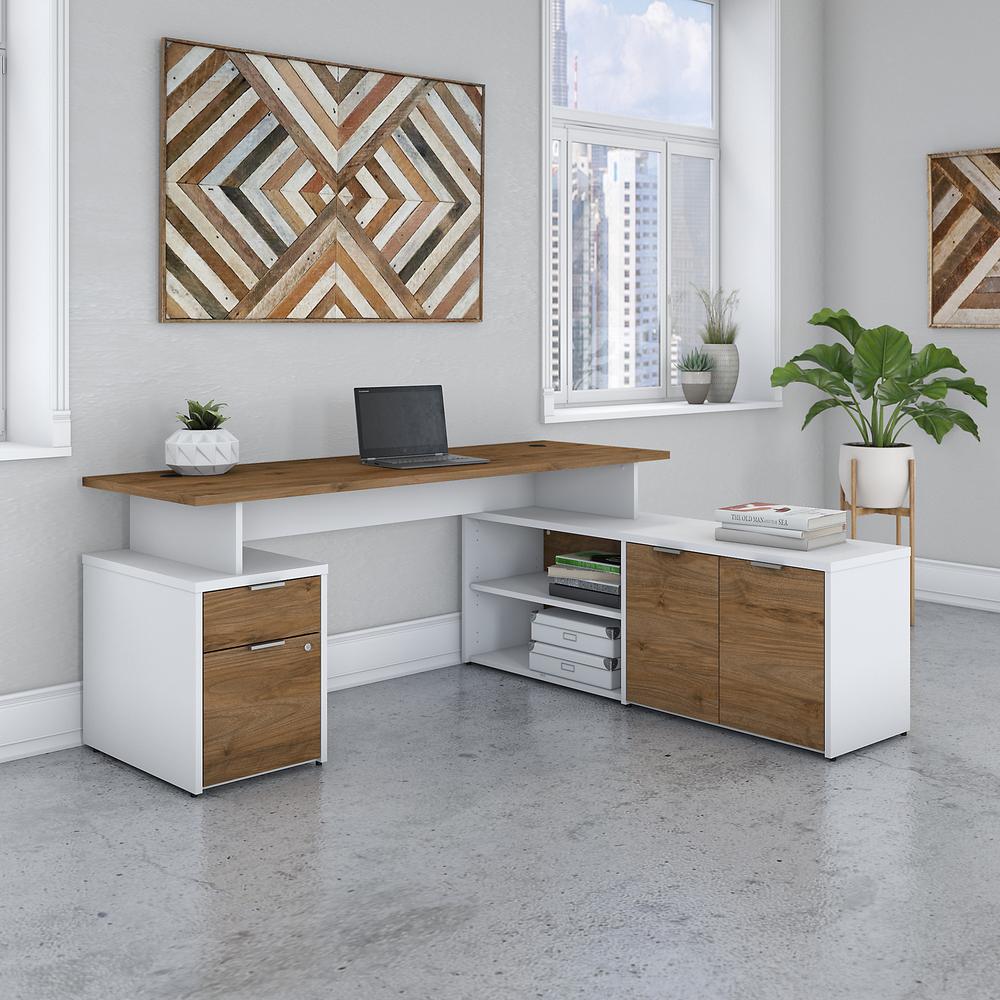 Bush Business Furniture Jamestown 72W L Shaped Desk with Drawers, Fresh Walnut/White. Picture 2