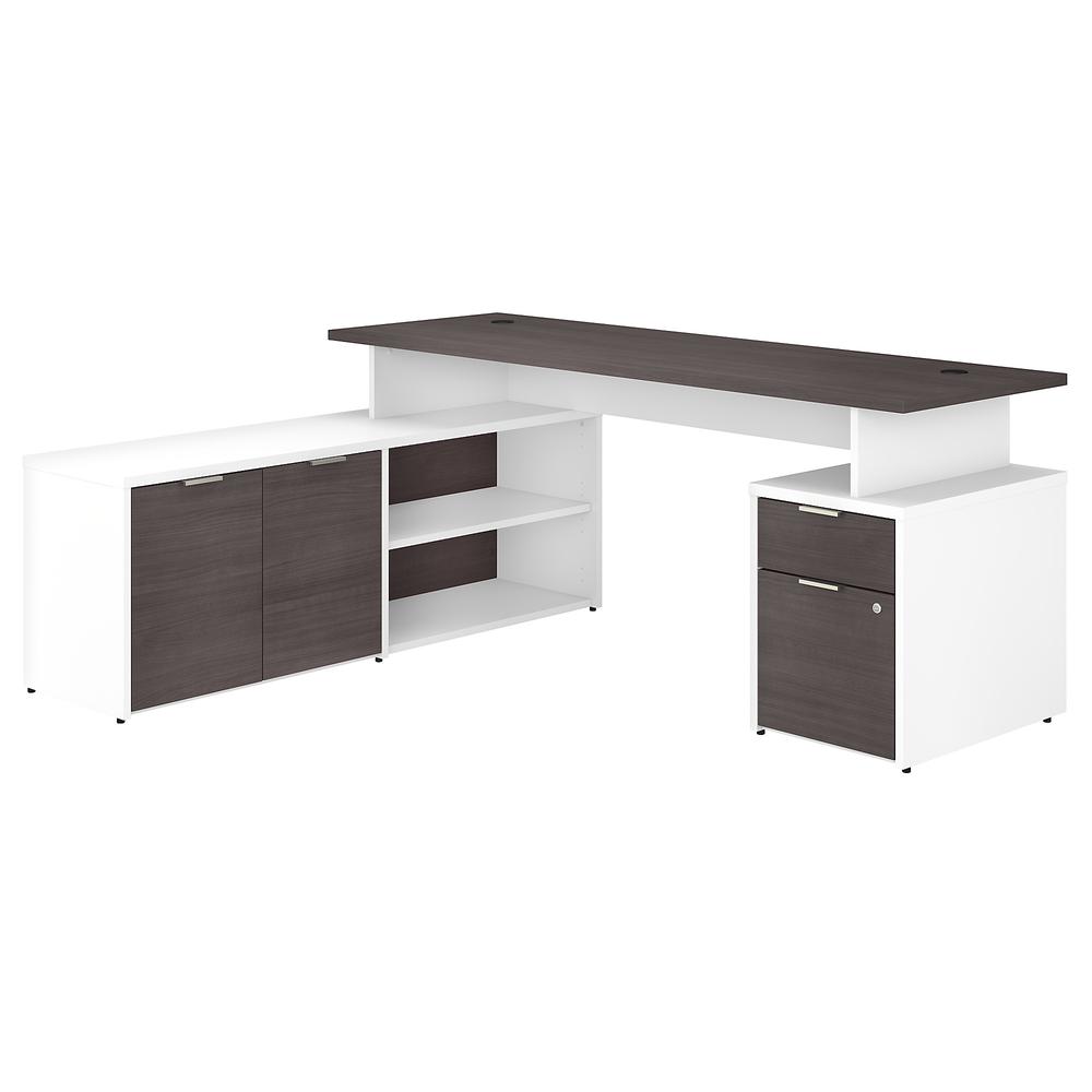 Bush Business Furniture Jamestown 72W L Shaped Desk with Drawers, Storm Gray/White. Picture 1