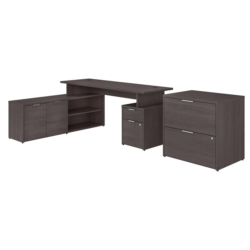 Bush Business Furniture Jamestown 72W L Shaped Desk with Drawers and Lateral File Cabinet, Storm Gray. Picture 1