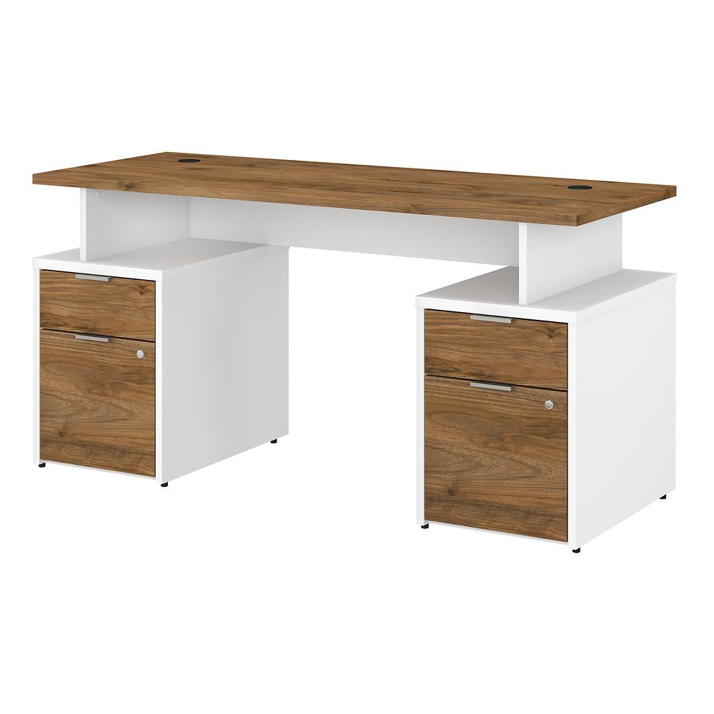 Bush Business Furniture Jamestown 60W Desk with 4 Drawers, Fresh Walnut/White. Picture 1
