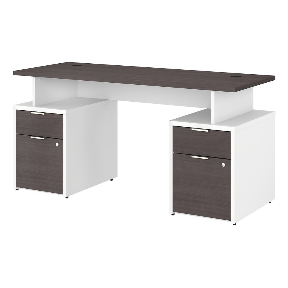 Bush Business Furniture Jamestown 60W Desk with 4 Drawers, Storm Gray/White. Picture 1
