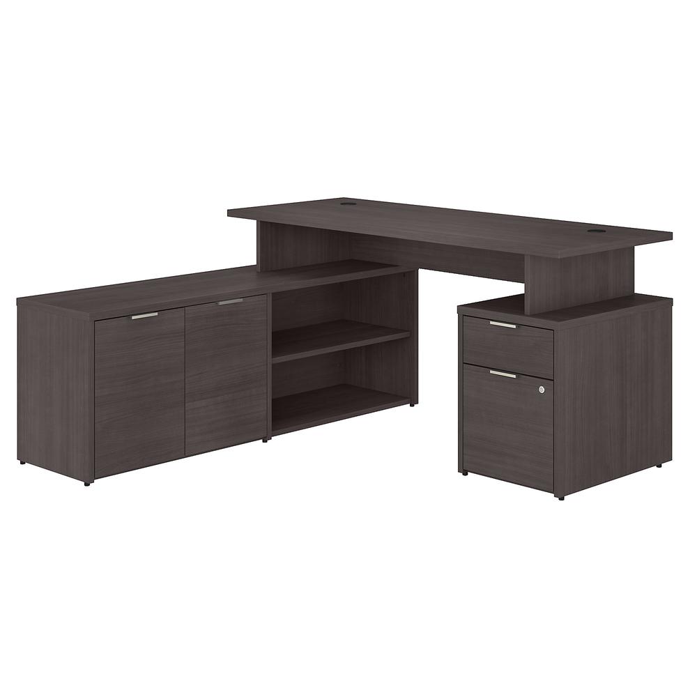 Bush Business Furniture Jamestown 60W L Shaped Desk with Drawers, Storm Gray. Picture 1