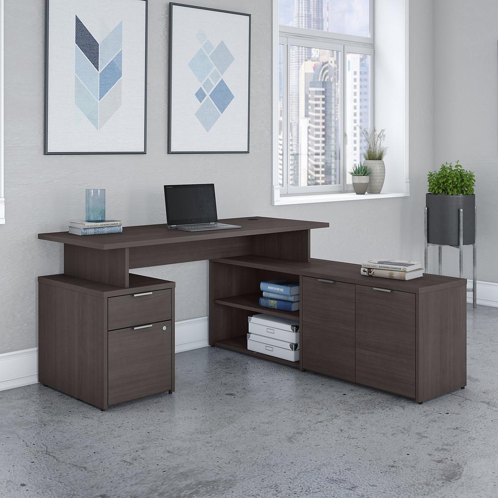 Bush Business Furniture Jamestown 60W L Shaped Desk with Drawers, Storm Gray. Picture 2