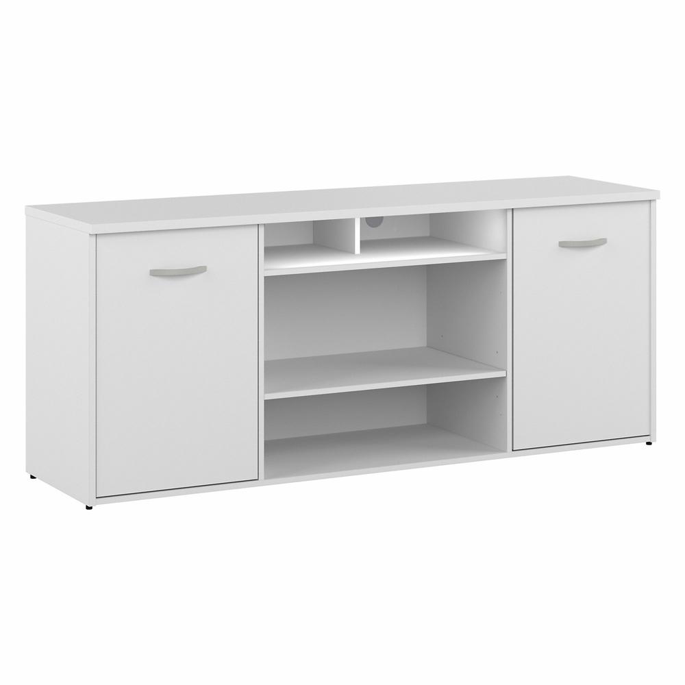 Bush Business Furniture Studio C 60W Office Storage Cabinet with Doors and Electric Fireplace - Platinum Gray. Picture 1