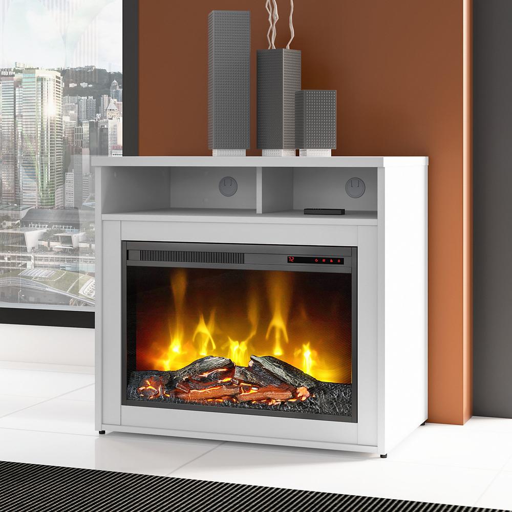 Bush Business Furniture Jamestown 32W Electric Fireplace with Shelf - White. Picture 2