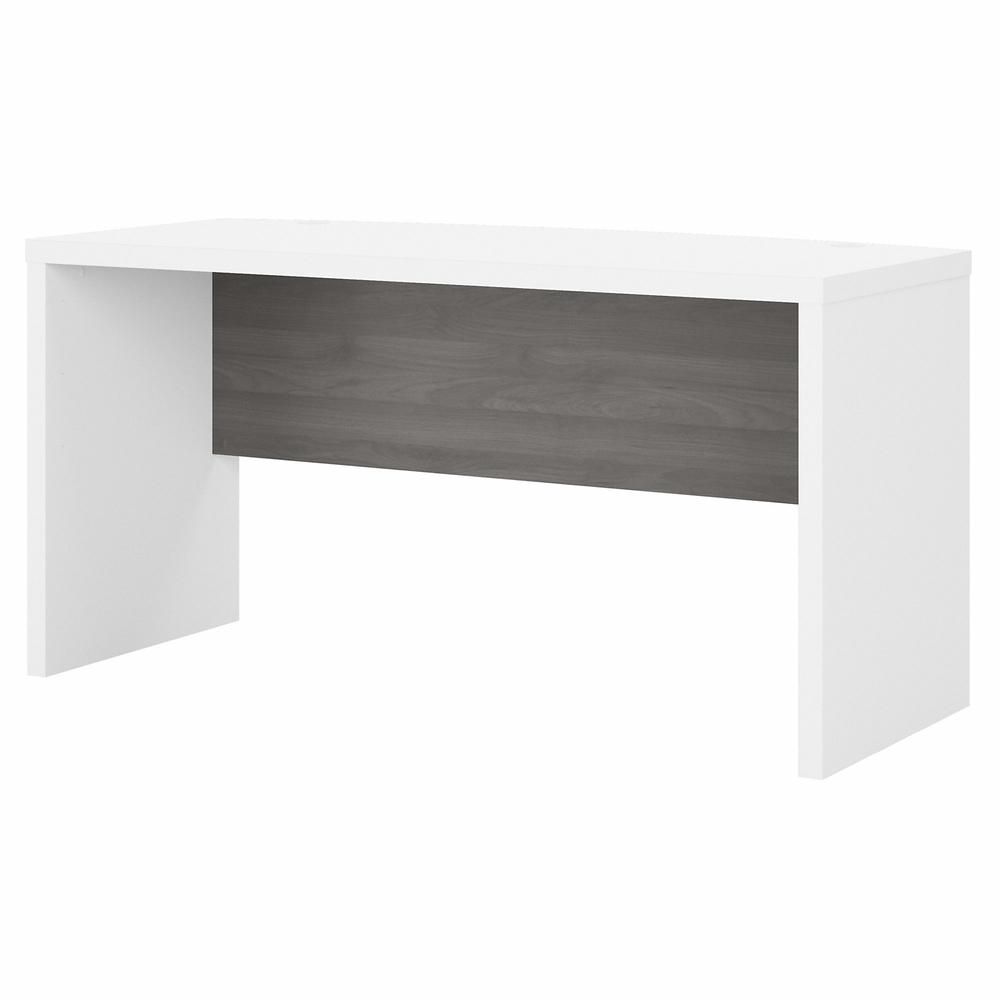 Echo 60W Bow Front Desk in Pure White and Modern Gray. Picture 1