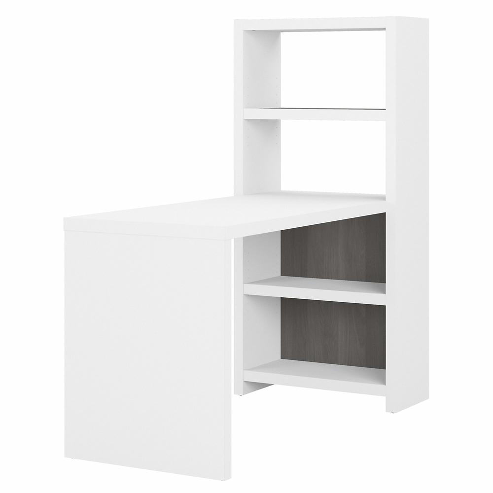 Echo 56W Bookcase Desk in Pure White and Modern Gray. Picture 1