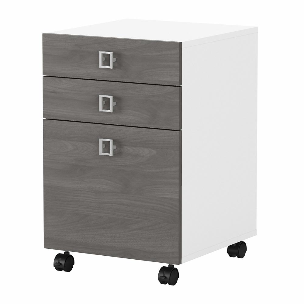 Echo 3 Drawer Mobile File Cabinet in Pure White and Modern Gray. Picture 1