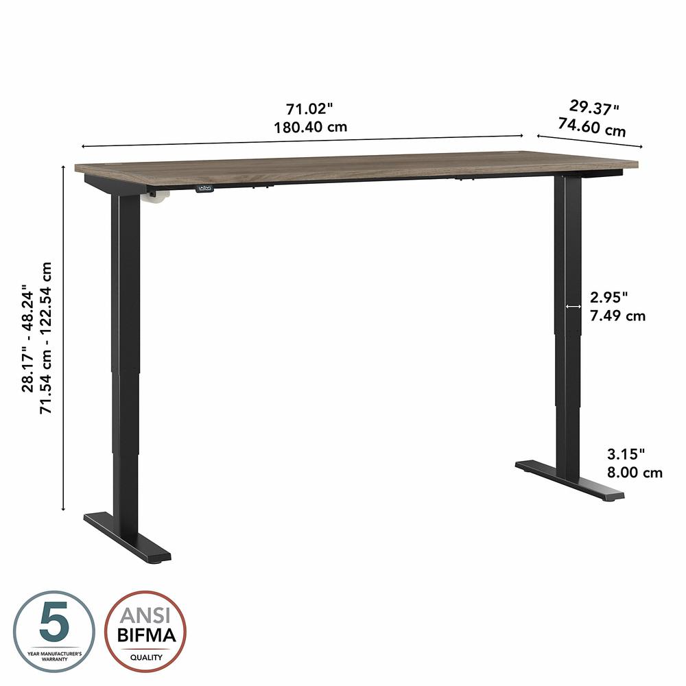 Move 40 Series by Bush Business Furniture 72W x 30D Electric Height Adjustable Standing Desk Modern Hickory/Black Powder Coat. Picture 6
