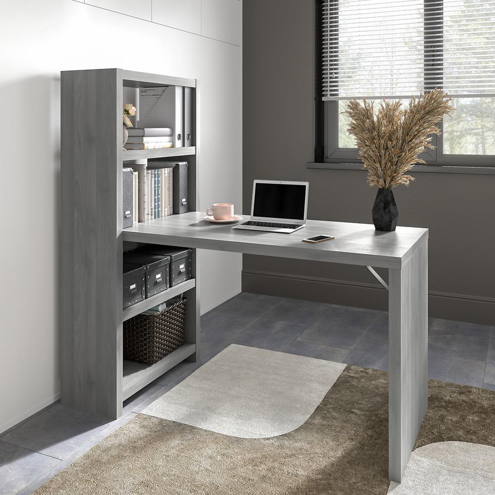Echo 56W Bookcase Desk in Modern Gray. Picture 2