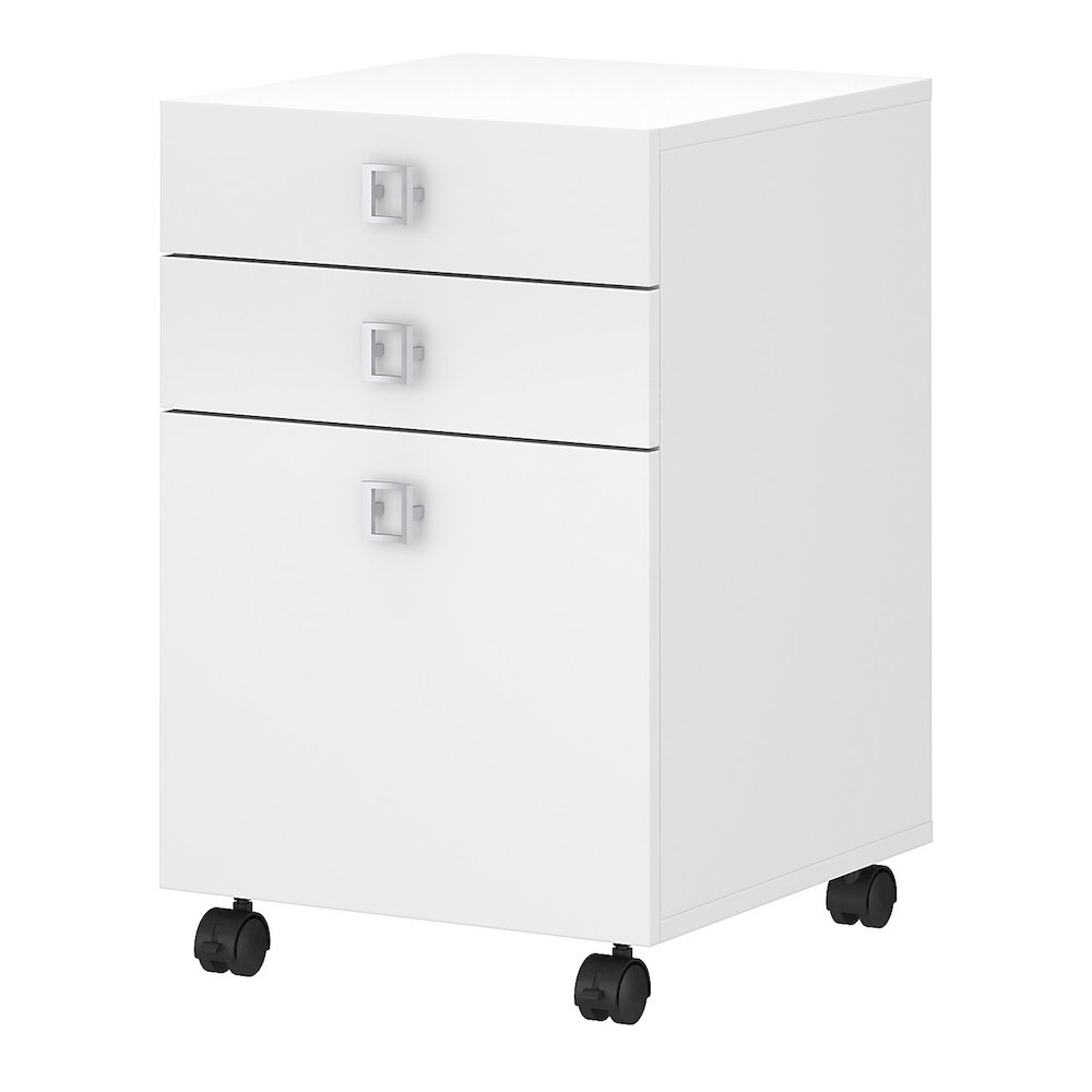 Echo 3 Drawer Mobile File Cabinet in Pure White. Picture 1