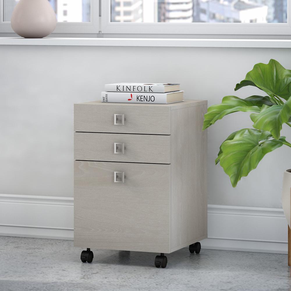 Echo 3 Drawer Mobile File Cabinet in Gray Sand. Picture 2