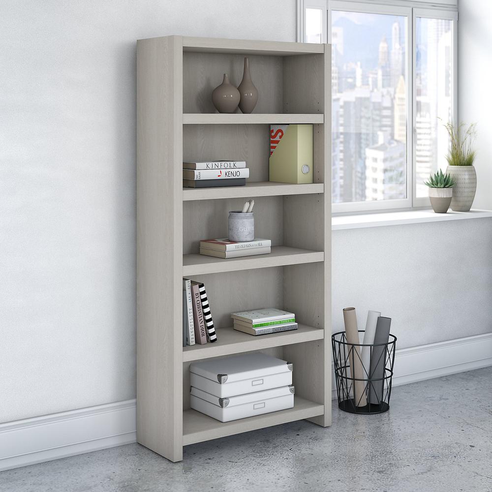Echo 5 Shelf Bookcase in Gray Sand. Picture 2