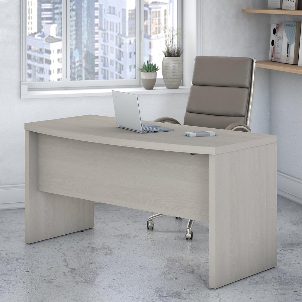 Office by kathy ireland® Echo 60W Bow Front Desk, Gray Sand. Picture 2