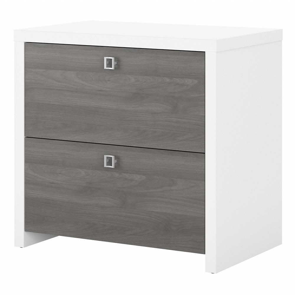 Echo 2 Drawer Lateral File Cabinet in Pure White and Modern Gray. Picture 1