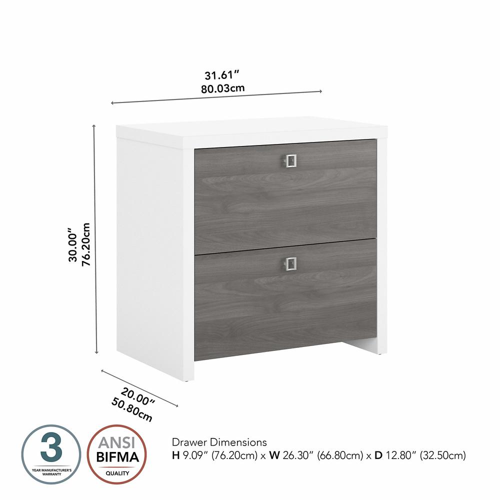 Echo 2 Drawer Lateral File Cabinet in Pure White and Modern Gray. Picture 5