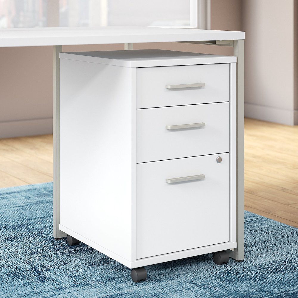 Office by kathy ireland® Method 3 Drawer Mobile File Cabinet - Assembled, White. Picture 2