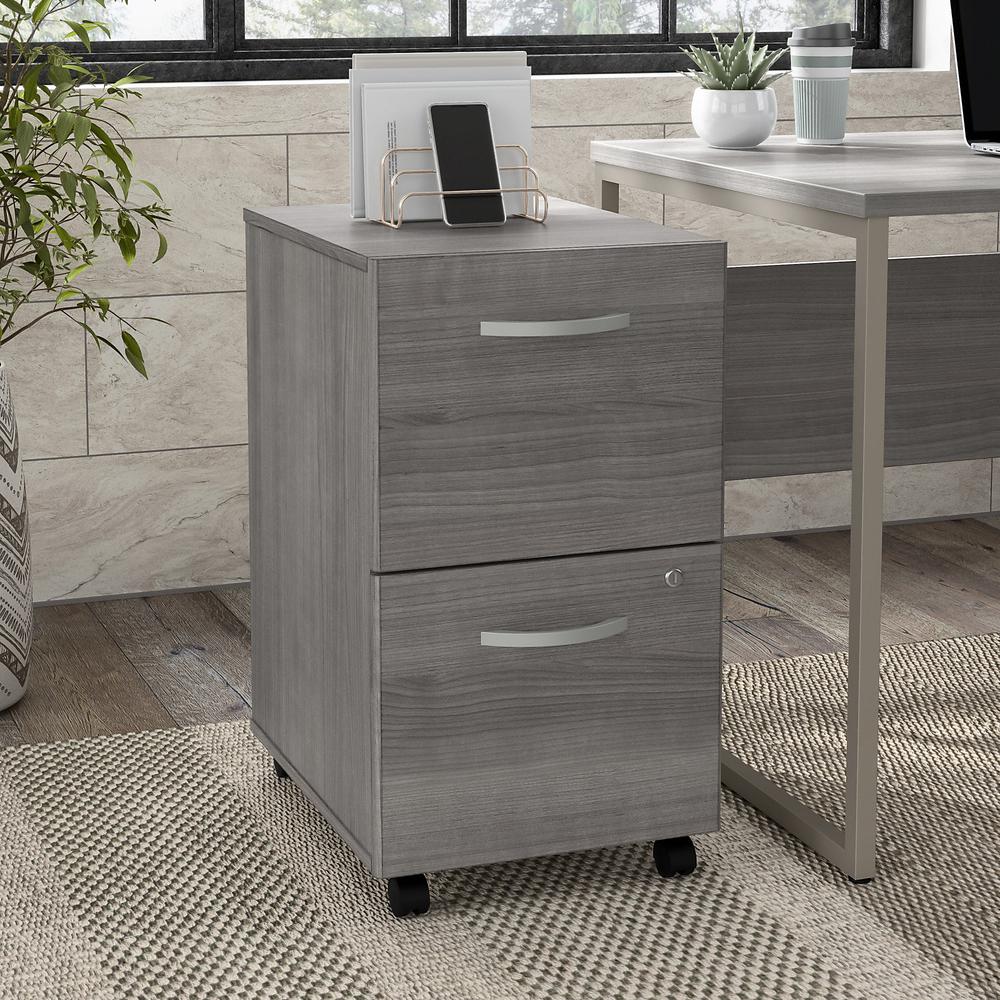 Bush Business Furniture Hybrid 2 Drawer Mobile File Cabinet - Assembled - Platinum Gray. Picture 2