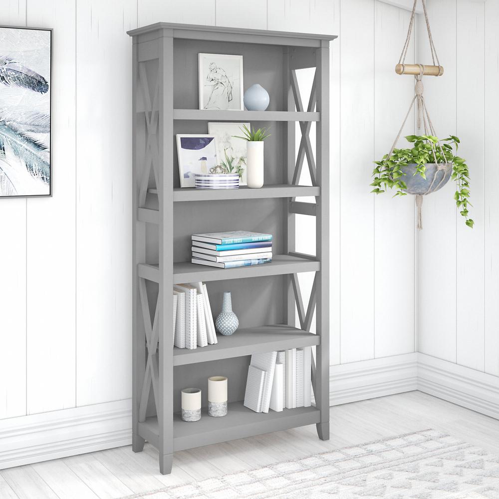 Key West Tall 5 Shelf Bookcase in Cape Cod Gray. Picture 2
