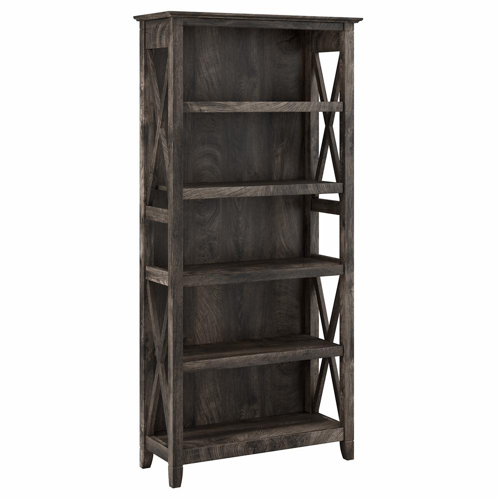 Key West Tall 5 Shelf Bookcase in Dark Gray Hickory. Picture 1