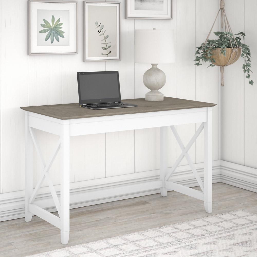 Key West 48W Writing Desk in Pure White and Shiplap Gray. Picture 2