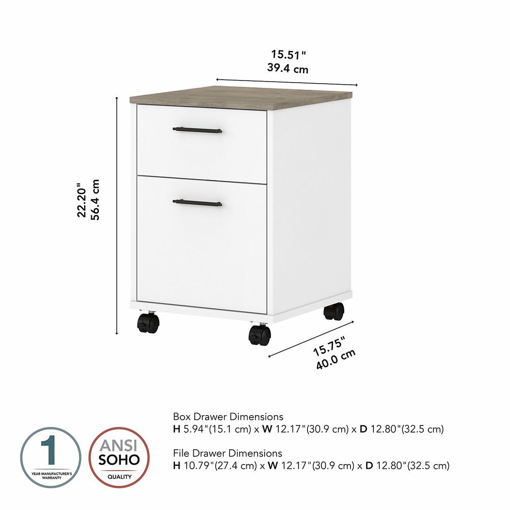 Key West 2 Drawer Mobile File Cabinet in Pure White and Shiplap. Picture 5