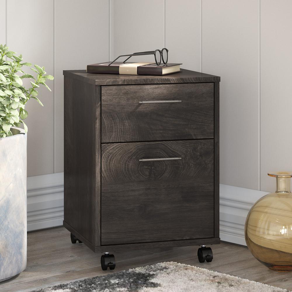 Key West 2 Drawer Mobile File Cabinet in Dark Gray Hickory. Picture 2