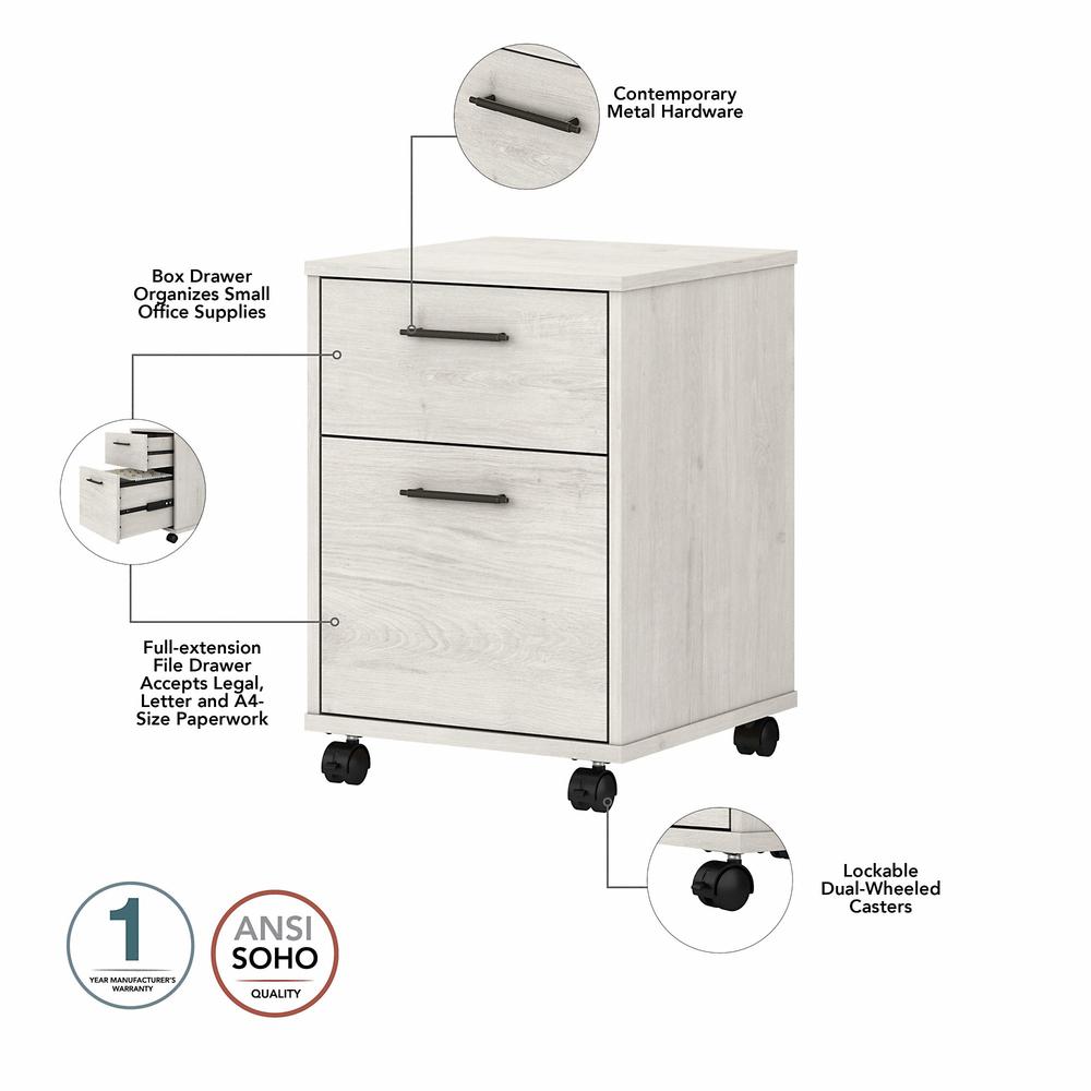 Key West 2 Drawer Mobile File Cabinet in Linen White Oak. Picture 3